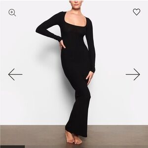 SKIMS Black Long Sleeve Dress